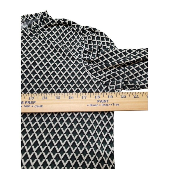 Adrianna Papell S Black Green Gray Stretch Pullover Long Sleeve Ruffle EUC G16 - Picture 4 of 12